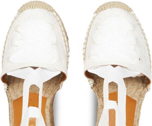 ETRO ankle tie-fastening wedge espadrilles White