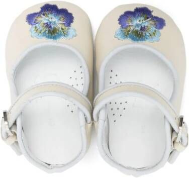 ETRO KIDS floral-embroidered ballerina shoes Neutrals