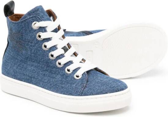ETRO KIDS logo-embroidered high-top sneakers Blue