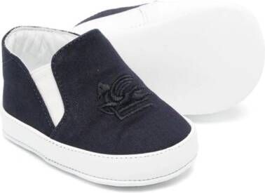 ETRO KIDS Pegaso-motif slip-on crib shoes Blue