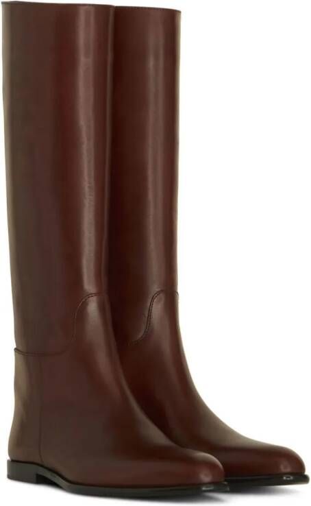 ETRO leather flat riding boots Brown