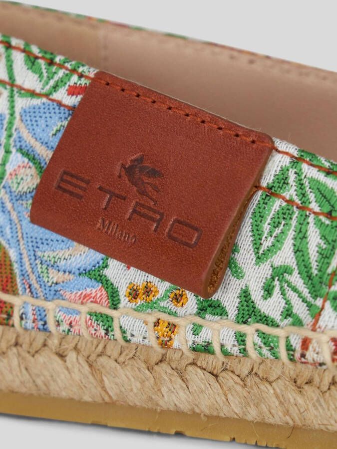 ETRO logo-appliqué floral-embroidery espadrilles Green