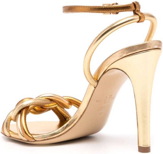 ETRO metallic-effect braided-strap sandals Gold