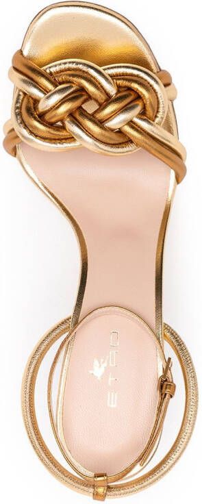 ETRO metallic-effect braided-strap sandals Gold