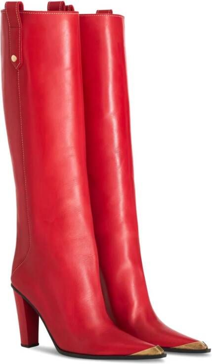 ETRO metallic toe-cap knee-high boots Red