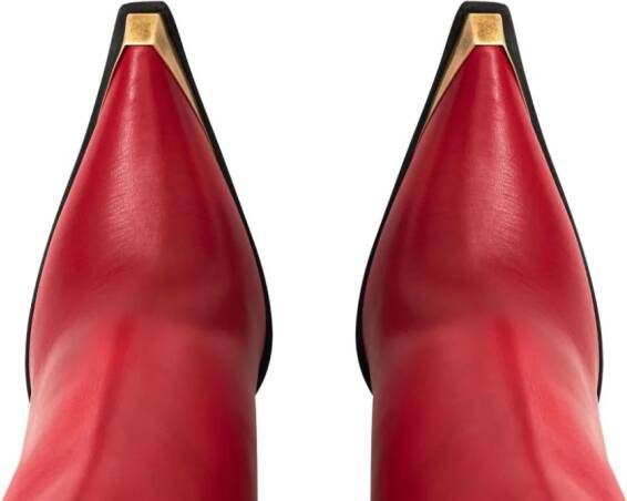 ETRO metallic toe-cap knee-high boots Red