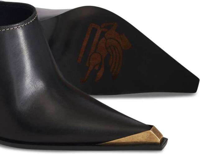 ETRO metallic toe-cap leather mules Black