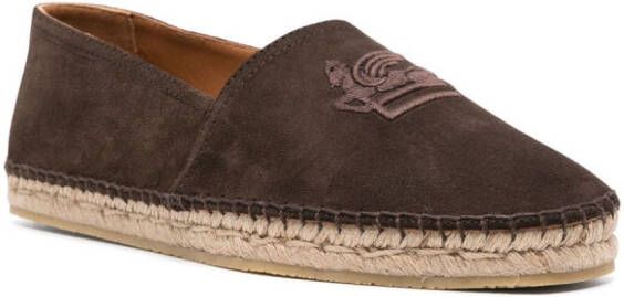 ETRO Pegaso-embroidered suede espadrilles Brown