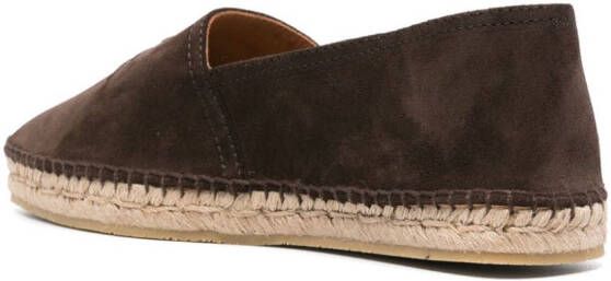 ETRO Pegaso-embroidered suede espadrilles Brown