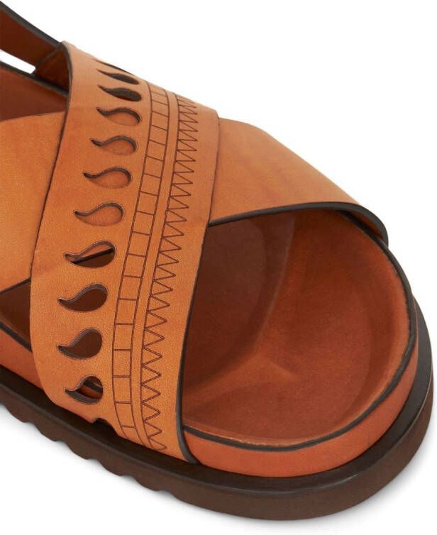 ETRO perforated-detail slingback sandals Orange