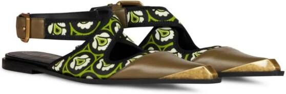 ETRO printed slingback ballerina shoes Green