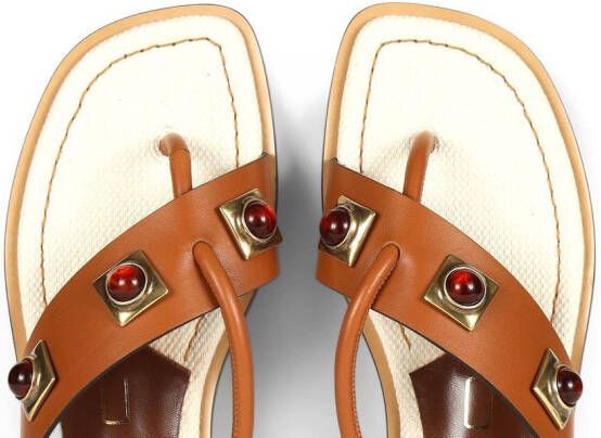 ETRO stone-embellished thong-strap sandals Brown