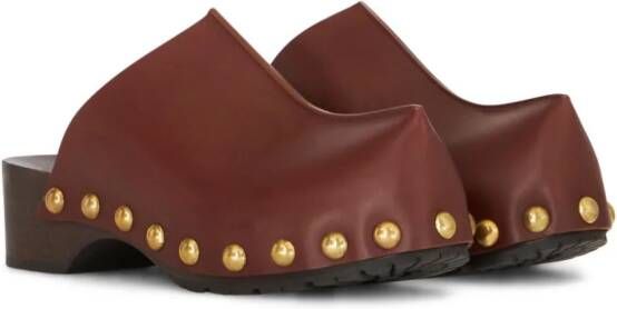 ETRO studded leather clogs Brown