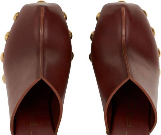 ETRO 150mm studded leather platform clogs Brown