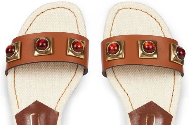 ETRO studded leather slides Brown