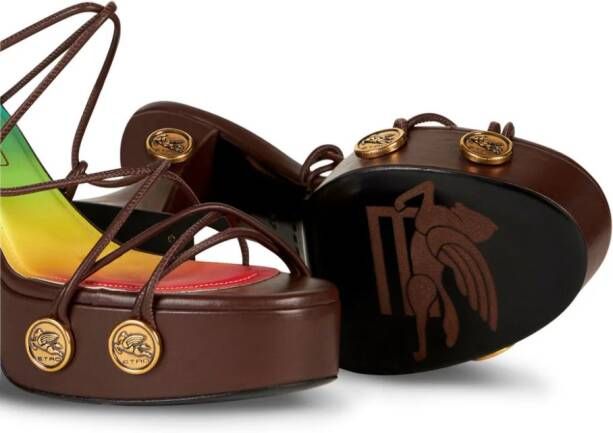 ETRO tie-fastening platform sandals Brown