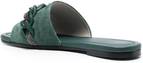 Fabiana Filippi 15mm open-toe suede slides Green