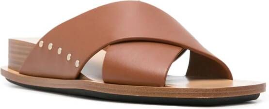 Fabiana Filippi stud-detailed leather slides Brown