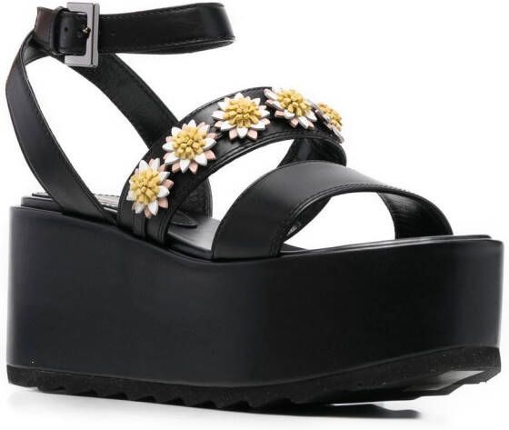 Fabrizio Viti flower-applique detail 80mm sandals Black
