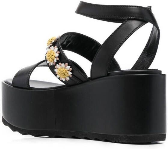 Fabrizio Viti flower-applique detail 80mm sandals Black