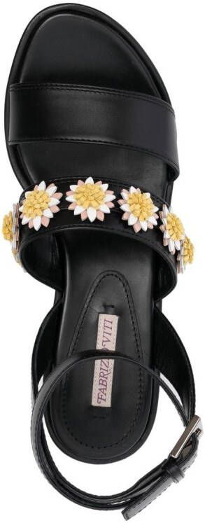Fabrizio Viti flower-applique detail 80mm sandals Black