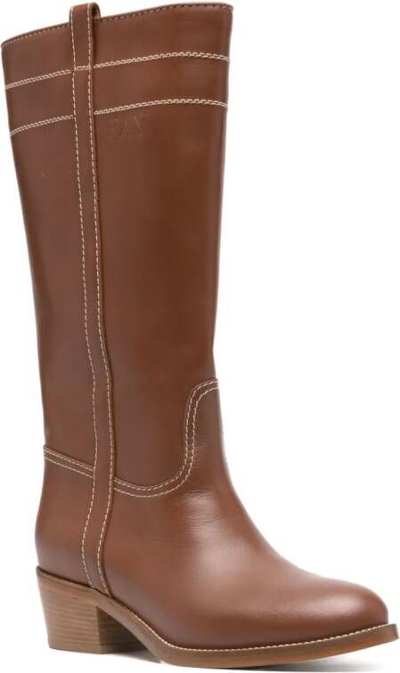 Fay 70mm leather boots Brown