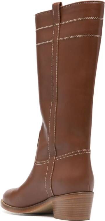 Fay 70mm leather boots Brown