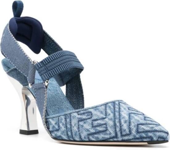 FENDI Colibrì 85mm denim sandals Blue