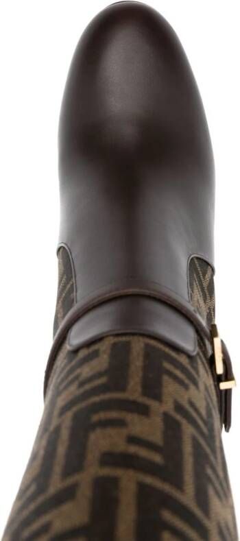 FENDI Delfina 110mm monogram knee-high boots Brown