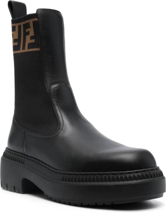 FENDI Domino leather ankle boots Black