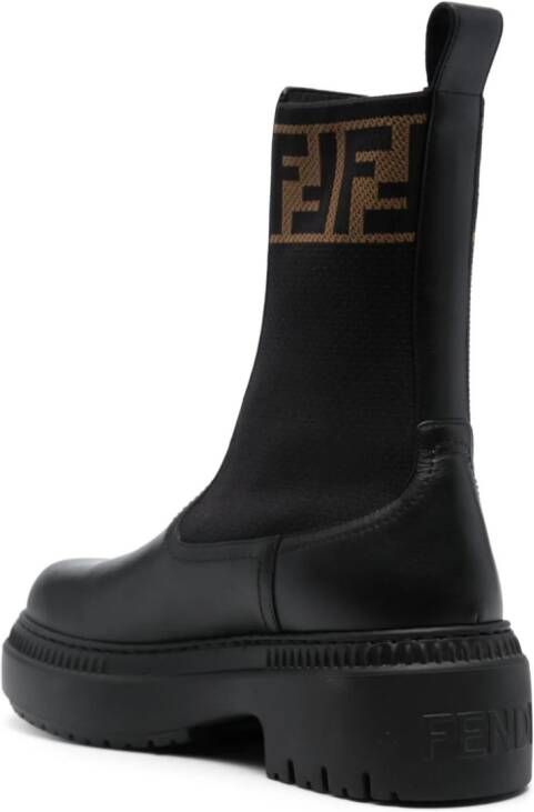 FENDI Domino leather ankle boots Black