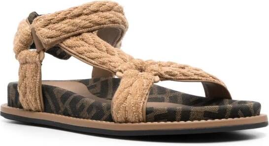 FENDI Feel braided flat sandals Brown