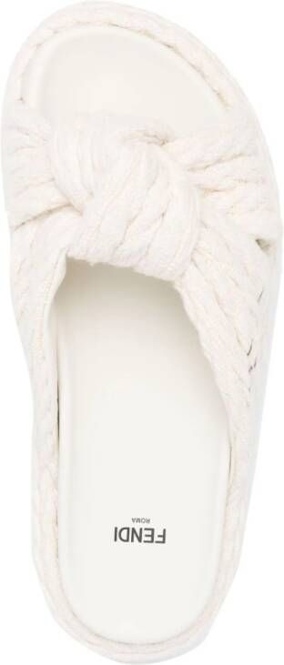 FENDI Feel knot-detail flat sandals White