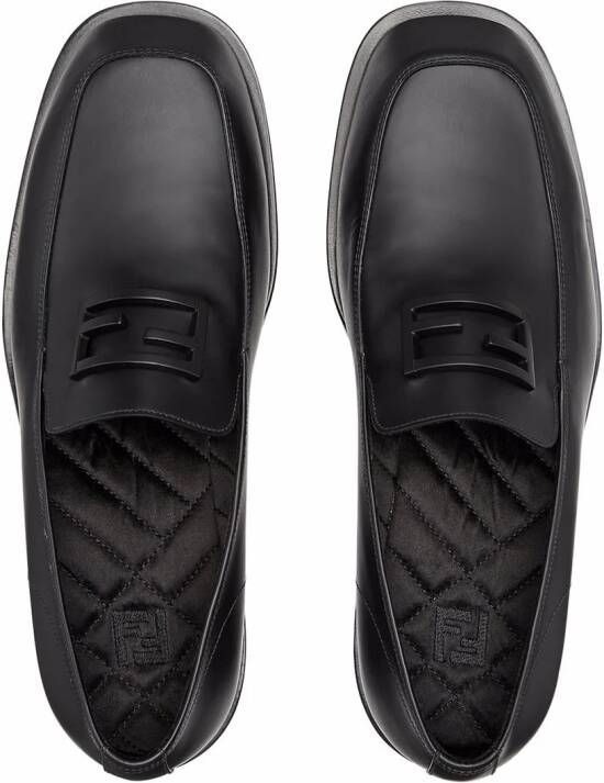 FENDI FF Baguette-motif loafers Black
