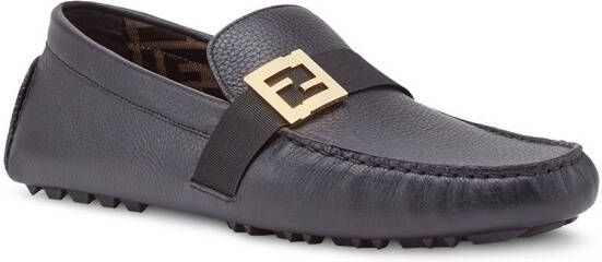 FENDI FF detailed loafers Black