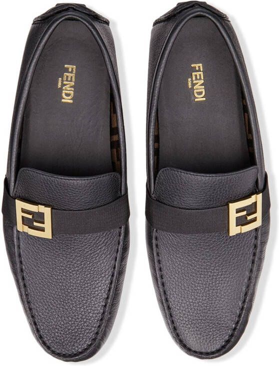 FENDI FF detailed loafers Black