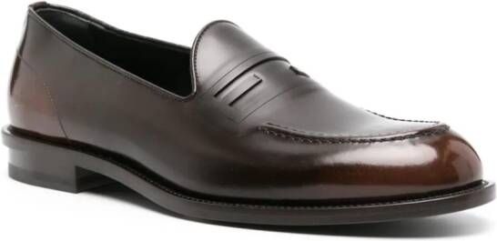 FENDI FF-embossed patent leather loafers Brown