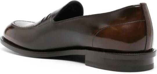 FENDI FF-embossed patent leather loafers Brown