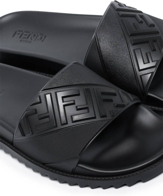 FENDI FF-embossed slides Black