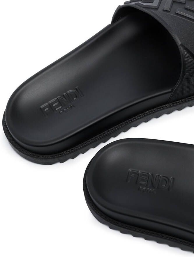 FENDI FF-embossed slides Black