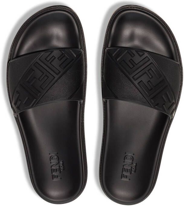FENDI FF-embossed slides Black
