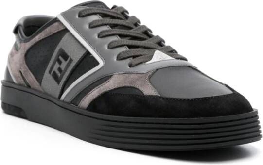 FENDI FF-embroidered lace-up sneakers Black
