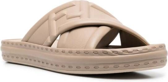 FENDI FF logo-embossed slide sandals Neutrals