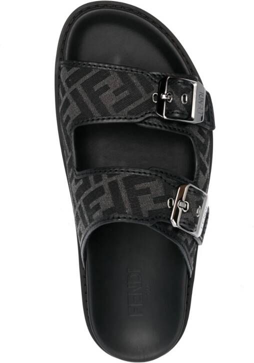 FENDI FF logo-motif buckle sandals Black