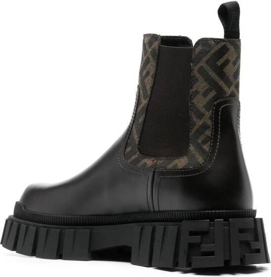 FENDI FF-logo panel ankle boots Brown
