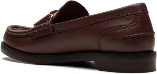 FENDI FF logo-plaque leather loafers Brown