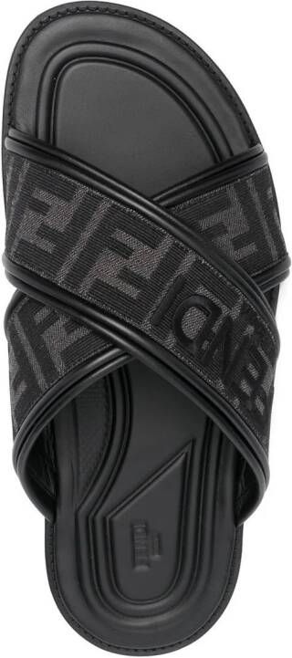 FENDI FF-logo print sandals Black
