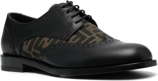 FENDI FF- pattern leather derby shoes Black