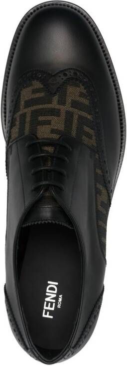 FENDI FF- pattern leather derby shoes Black