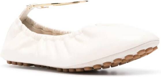 FENDI Filo leather ballerina shoes Neutrals